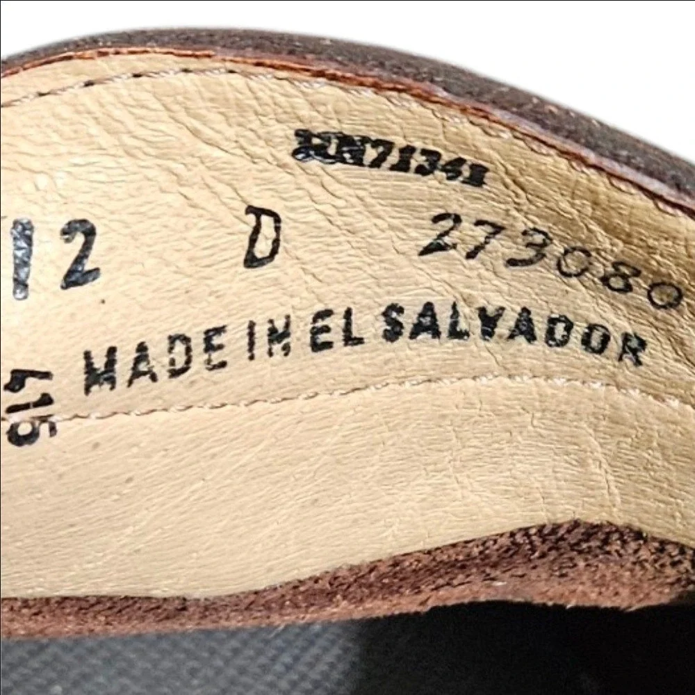 LL Bean Allagash Bison Leather Hand Sewn Shoes Moc Toe Boat Lug Sole 12 D 273080